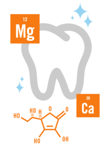 illustration of shiny tooth, magnesium, and calcium